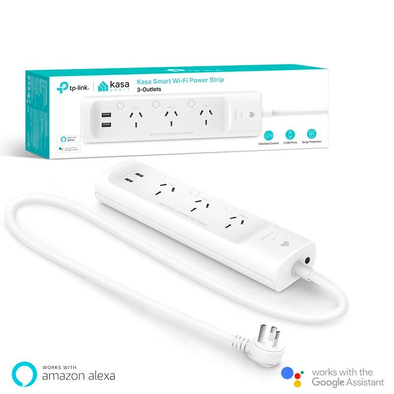 Kasa Smart - Power Strip w/ Surge Protection (3 Outlets / 2 USB) - Smart Devices, africanbarn.com